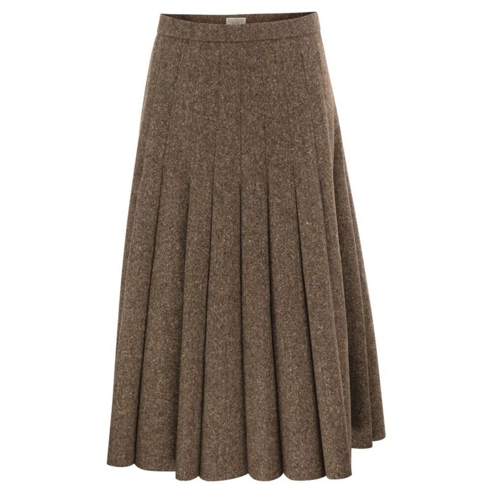 Brunello Cucinelli Women Pleated Wool Midi Skirt